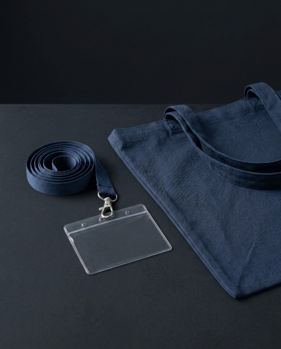 Event lanyard and tote bag, capability example for event merchandise
